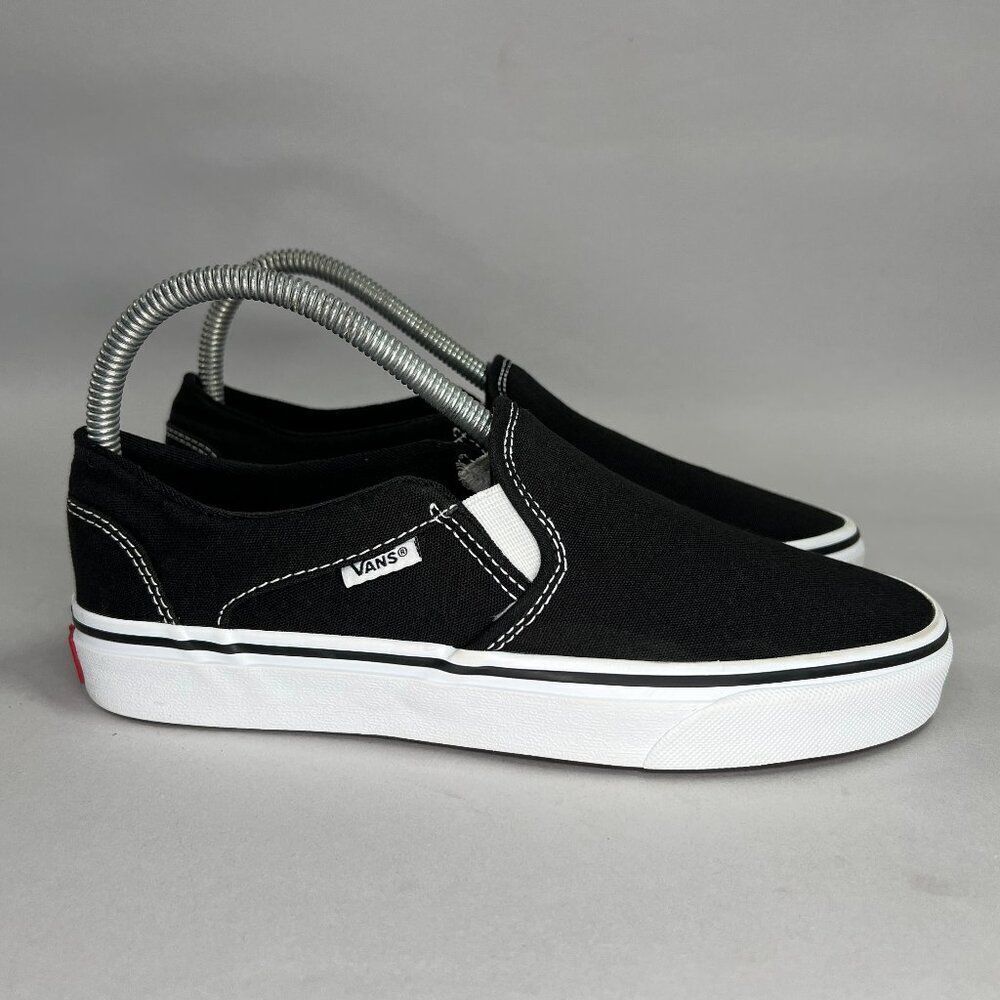 Vans Shoes Women's Size 7 Black Canvas Low Slip On‎ Skate Sneakers